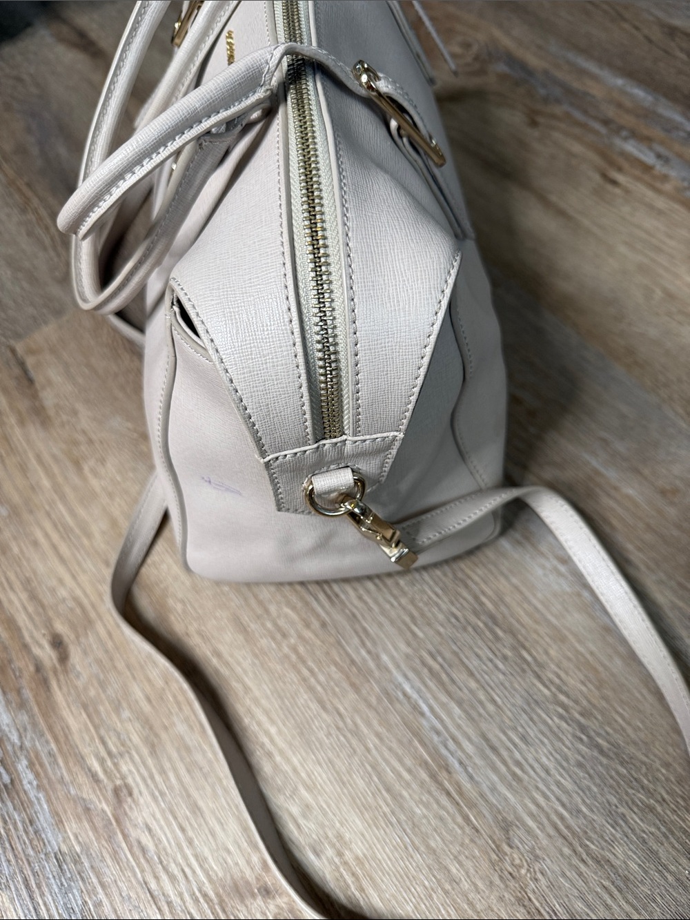 COCCINELLE Cream Leather Satchel Bag - Picture 3 of 9